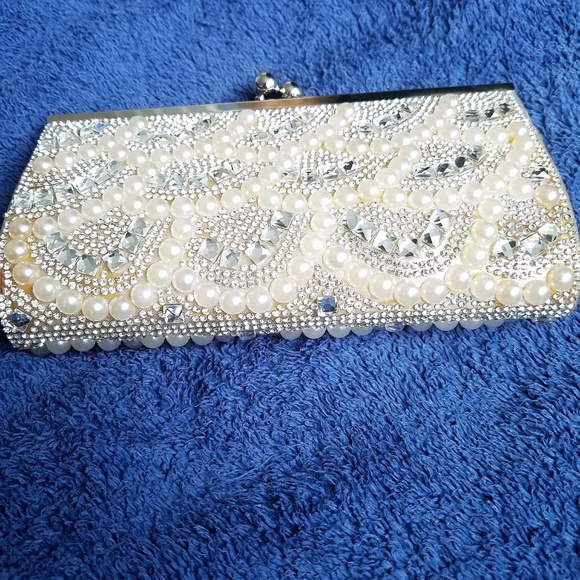 RSVP Handbags - Bling plus pearl clutch